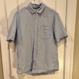 Amazon Essentials Men's Regular-Fit Short-Sleeve Linen - Blue - Size Medium